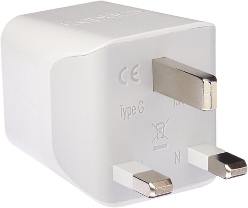 Ceptics UK Travel Adapter Plug - with 2 USB + USA Socket Input - Type G - Ultra Compact - Safe Grounded Perfect for Cell Phones, Laptops, Camera C...