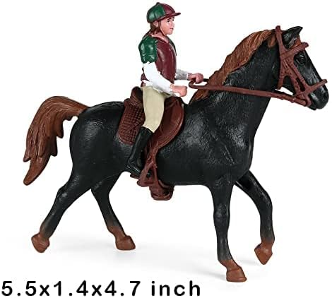 People Horse Riding Figurine Realistic Riding People Action Figure Plastic Horse Rider Model for Farm Animal, Set of 2...