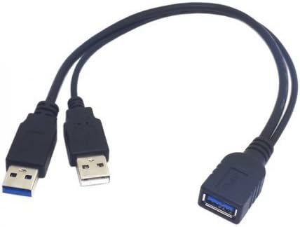 chenyang USB 3.0 Female to Dual USB Male Extra Power Data Y Extension Cable for 2.5" Mobile Hard Disk...