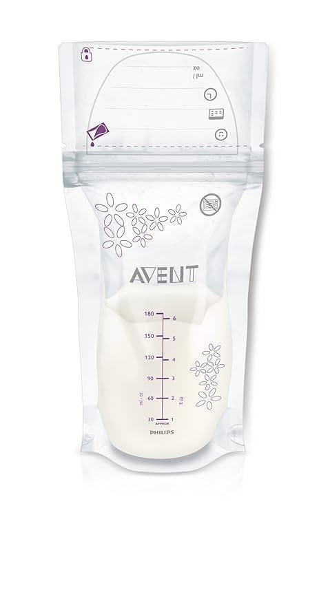 Philips AVENT Breast Milk Storage Bags, Clear, 6 Ounce, 50 Pack, SCF603/50...