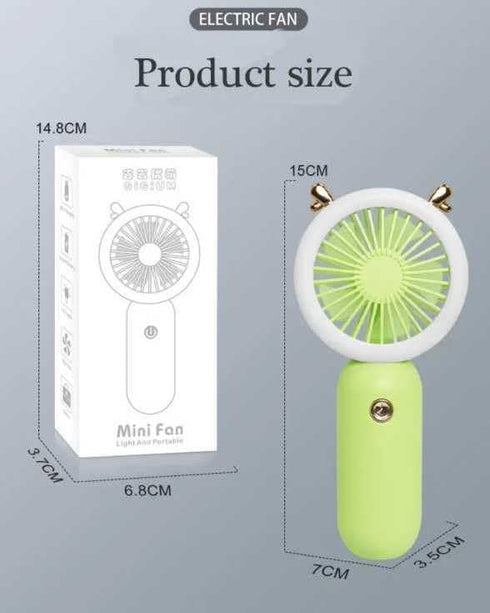 Handheld Mini Portable Rechargeable fan, 3 in-1 Mini Fan, With Bright LED Light, 3 Fan Speeds, USB Portable Charger, for Eyelashes, Outdoor Travel...