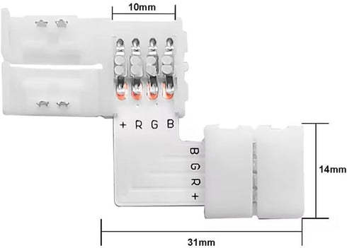LED Connector, 10pcs L-Boards 20pcs 4-pin Connection Clips, Suitable for 4-pin Multi-Color 10mm LED Strip Lights...