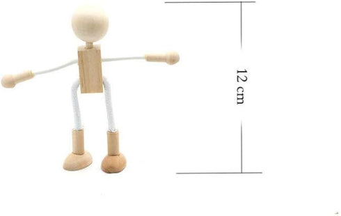 4 pcs Unfinished Wooden Robot Peg Dolls Wooden Figures People Bodies for DIY Painting Supplies Peg Dolls...