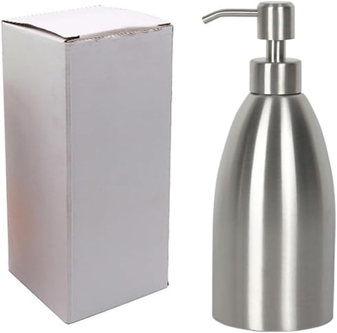 304 Stainless Steel Soap Dispenser 16oz Rust-Proof Liquid Soap Pump Bottle for Kitchen or Bathroom Countertop Hand Dish Lotion Leak-proof (Brushed...