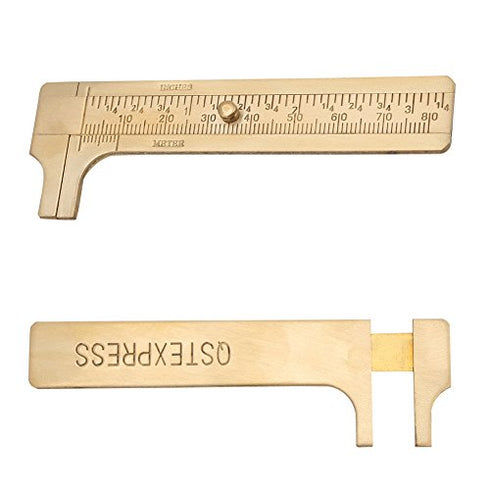 Gauge Vernier Pocket Caliper Handy Brass Sliding Gauge Brass Vernier Caliper Ruler Measuring Tool Double Scales mm/inch Mini Bead Wire Jewelry Mea...