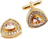 V & L Gold Crystal Cuff links Yellow – Fancy Unique Elegant Sparkling Luxury Gem Stone Cufflinks for men in Triangle - Perfect for Wedding, Formal...