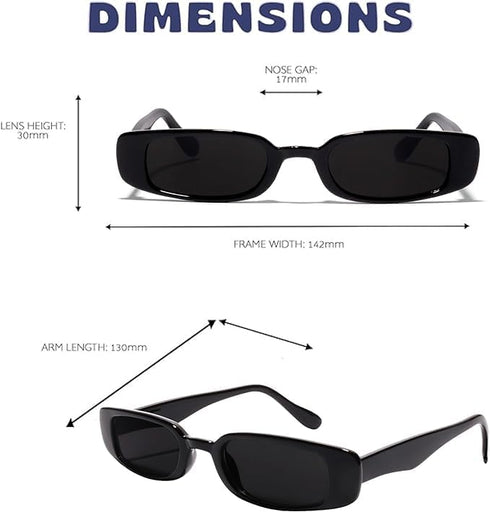 ShadyVEU Slim Classic Rectangular Sunglasses UV Protection 90’s Vintage Small Wide Retro Frame Fashion Shades...