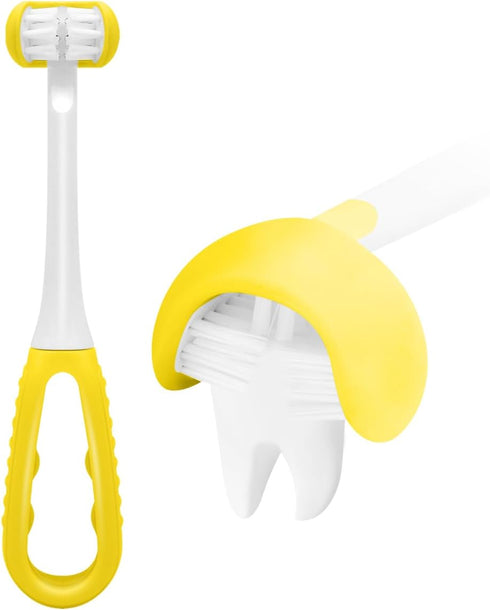3 Sided Toothbrush Kids, Soft Bristles Toddler Toothbrush, Autism Toothbrush, 360° Oral Teeth Cleaning, Ages 2+...