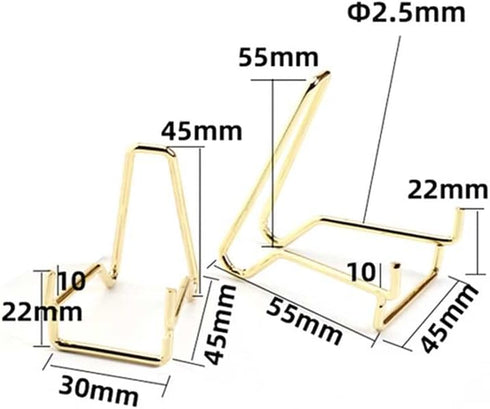 Teensery 2 Pcs Metal Wire Display Stand Mineral Crystal Display Easel Holder for Fossils, Rocks, Agate, Geode, Strange Stones, Plates (Gold)...