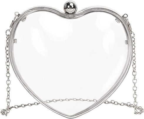 Acrylic Heart Clutch Bag Mini Clear Evening Handbag with Detechable Chain for Women...