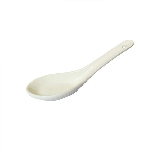 5 pcs Asia Porcelain Soup Spoon Ceramic Rice Spoons Chinese Won Ton Spoons for Home, Kitchen, or Restaurant, White...