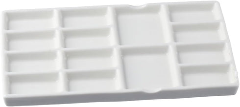 8 Inch Artist Ceramic Paint Palette,14 Wells Rectangle Porcelain Watercolor Painting Tray Palette Painting Supplies for Oil Painting Art Craft...