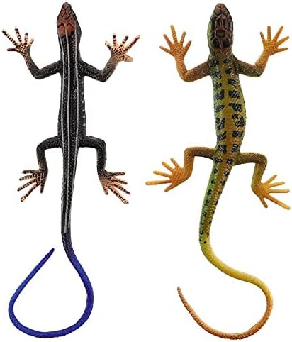 NUOBESTY Realistic Fake Lizards Artificial Model Reptile Lizard Plastic Lizards Action Figures Trick Playthings, 2Pcs...