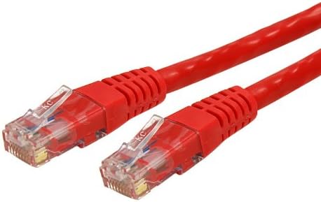 StarTech.com 20ft CAT6 Ethernet Cable - Red CAT 6 Gigabit Ethernet Wire -650MHz 100W PoE++ RJ45 UTP Molded Category 6 Network/Patch Cord w/Strain ...
