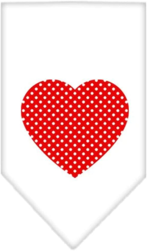 Pet and Dog Bandana Screen Printed, Red Swiss Dot Heart Navy Blue Large...