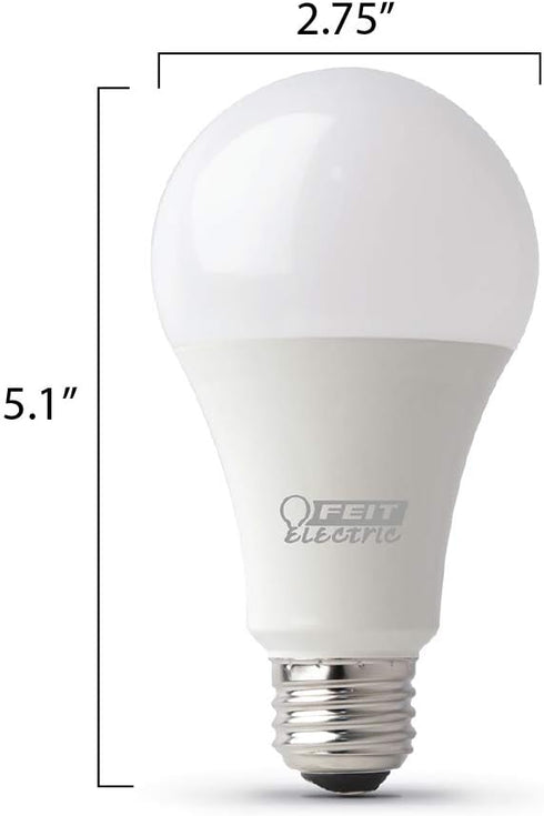 Feit Electric A19 100W Equivalent LED Light Bulbs, Dimmable, 5000k Daylight, 1600 Lumens, 22 Year Lifetime, E26 Base, CRI 90, UL Listed, Damp Rate...