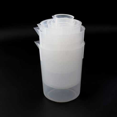 ULAB Scientific Plastic Beaker Set, 5 Sizes 50ml 100ml 250ml 500ml 1000ml, 2pcs for Each Size, Stackable with Spout, Molded Graduation, UBP1007...
