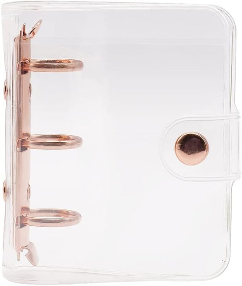 Mini Size 3-Ring Binder Cover Clear Refillable PVC Notebook Binder with Snap Button Closure File Folder for 3-Holes Filler Paper Loose Leaf Person...