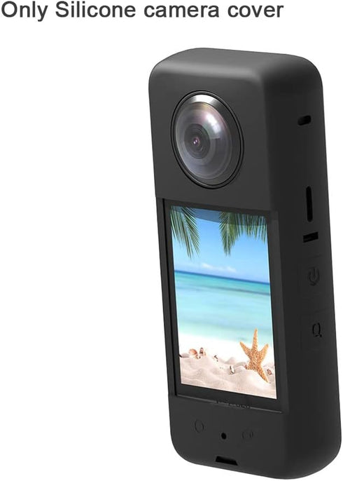 Action Camera Case Fit for Insta-360 ONE X3, Waterproof Durable Silicone Protective Cover Lens Cap Compatible for Insta-360 ONE X3 Accessory(Black...