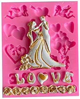 Bride and Groom Tuxedo Wedding Dress Set Silicone Molds for DIY Wedding Party Cake Fondant Biscuit Cookies Soap Sugar Pudding Chocolate Hard Candi...