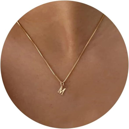 Small Letter Necklace,Dainty 14K Gold Plated Personalized Tiny Initial Pendant Necklace Small Initial Necklaces for Women Girls...