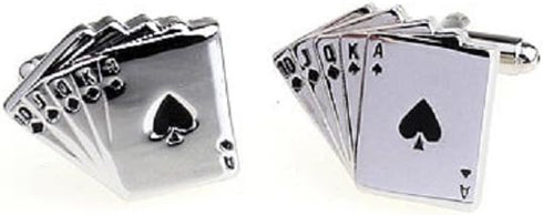 Royal Flush Poker Ace - Ten Pair Cufflinks in a Presentation Gift Box & Polishing Cloth...