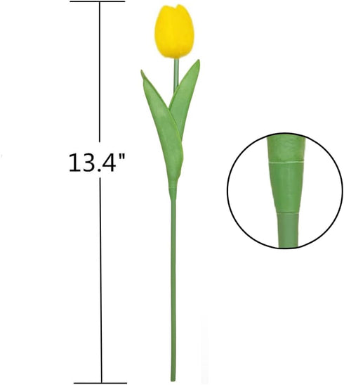 Artificial Tulips 10Pcs Real Touch Fake Tulips PU Flower Arrangement Bouquets for Home Party Decoration (Yellow)...