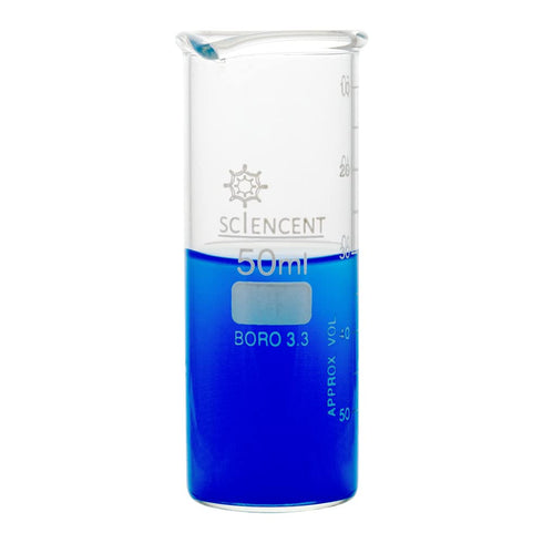 SCIENCENT Glass Beaker 50ml Tall Form (Single)...