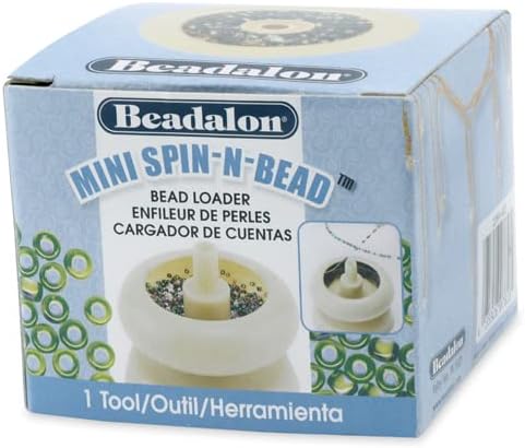 Beadalon Spin-N-Bead, Mini Size Bead Spinner Bowl Includes 1 Curved Big Eye Needle for Easy Bead Stringing and Jewelry Making, Natural...