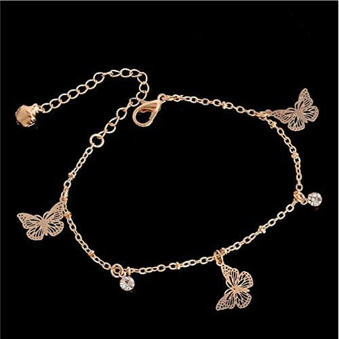 Sither Butterfly Anklet for Women Fashion Crystal Pendant Anklet Bracelets Chain Bohemian Adjustable Handmade Foot Hand Jewelry Gift...