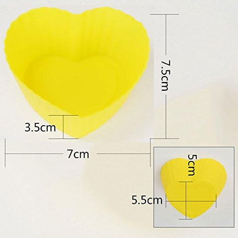 Heart Silicone Baking Cups, Heart Molds Love Cupcake Liners Large Resusable Muffin Cups, 30 Packs(Rainbow Colors)...