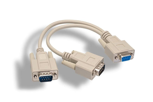 KENTEK 6 Inch in DB9 Female to 2X DB9 Male Extension Y Splitter Cable Cord 9 Pin Serial RS-232 28 AWG Female to 2X Male F/Mx2 Molded Straight-Thro...