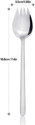 YFWOOD Sporks, 4-pack 18/10 Stainless Steel Dessert Spoons 7.4Inches Long Handle Ice Cream Spoons Salad Forks Flatware Set Reusable Fruit Appetize...