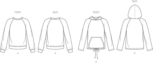 Simplicity Unisex Raglan Pullover Shirts Sewing Pattern Packet, Design Code 6580, Sizes XS-S-M-L-XL, Multicolor...