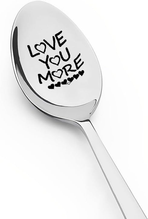 Love You More Spoon Gifts for Him Her Wife Husband Anniversary Birthday Gifts for Boyfriend Girlfriend Christmas Gift for Couples Tea Coffee Spoon...