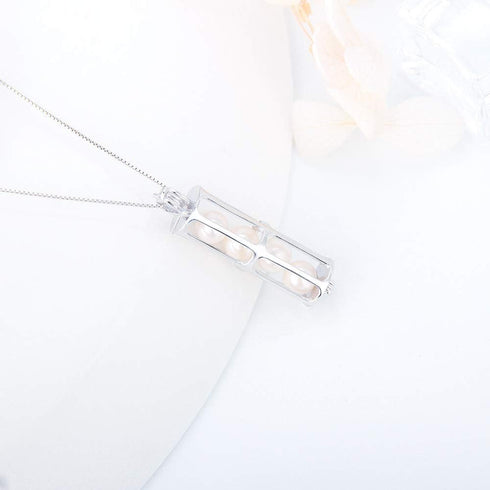 Long Tube Cage Pendants for Pearl Jewelry Making Sterling Silver, Design Cage Pendants for Women...