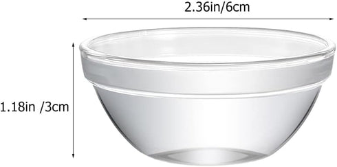 Set of 10 Mini Prep Bowls, 2.36 Inch Small Glass Bowls, Stackable Clear Pyrex Prep Mixing Bowls for Prep, Dessert, Dips, Nut and Candy Dishes, Dis...