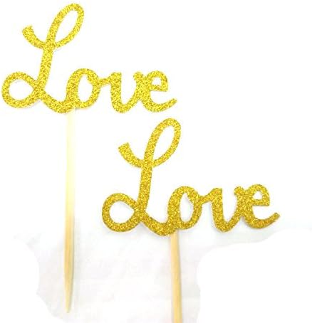 24pcs Gold Love Cupcake Topper Valentine's Day Decoration Birthday Wedding Party Decoration...