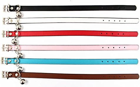 Metal Buckle Pet Collar and Leash Set with Bell Suit for Cats or Puppy Dogs White/Black/Red/Pink/Blue/Brown (S (Collar + Leash), White)...