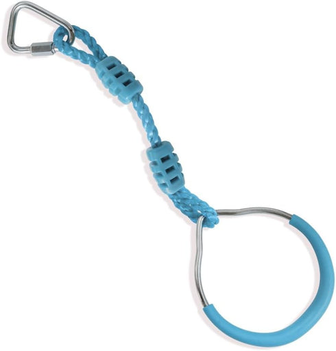 Light Blue Kids Backyard Ninja Warrior Obstacle Climbing Training Ring, Safety Outdoor Swing Monkey Bar Rings for Slackline Playset...