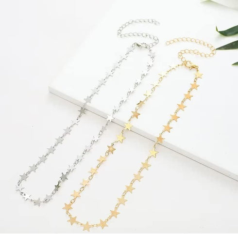 Blue Drop Gold Plated Star Necklace For Women Star Choker Necklace Simple Statement Jewelry Gift...