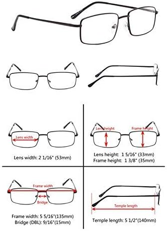 3-pack Large Rectangular Reading Glasses with Spring Temple for Men...