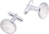 Silver Mother of Pearl Cufflinks in Gift Box Round Cuff Links for Business Wedding Anniversary Dress...