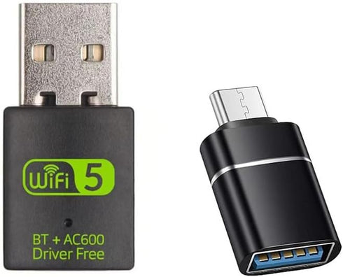 USB WiFi Adapter?600Mbps USB WiFi Bluetooth Adapter(Includes a USB to USB C Adapter)?Dual Band 5G/2.4G Wireless Network Adapter for Desktop Laptop...