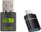 USB WiFi Adapter?600Mbps USB WiFi Bluetooth Adapter(Includes a USB to USB C Adapter)?Dual Band 5G/2.4G Wireless Network Adapter for Desktop Laptop...