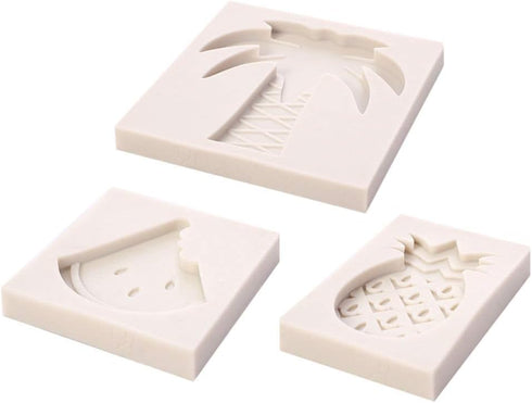 AKOAK 3 PCS New Cute Silicone Fondant Mold,Resin Clay Chocolate Candy Silicone Cake Mold, Ananas,Coconut Tree and Watermelon...