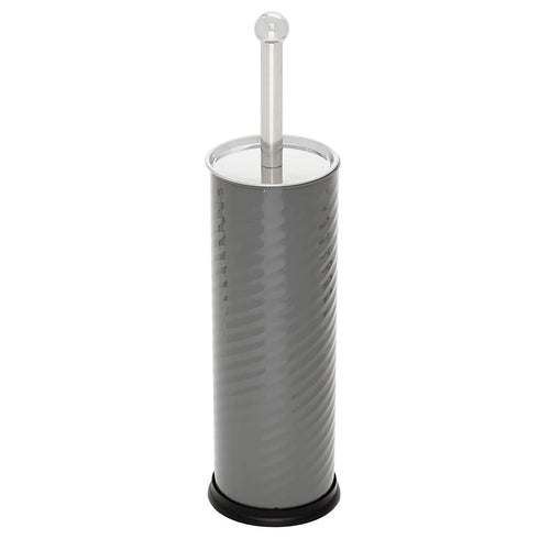 Home Basics Toilet Brush with Swirl Canister, Grey | Sturdy Base | Embossed Design | Neutral Color...