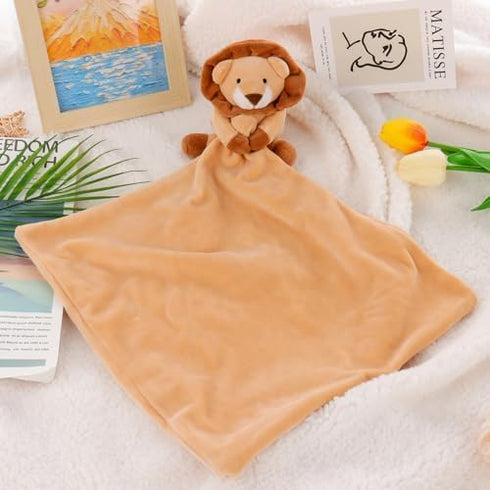 Apricot Lamb Stuffed Animals Security Blanket Yellow Lion Infant Nursery Character Blanket Luxury Snuggler Plush(Yellow Lion, 13 Inches)...