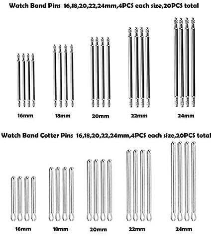 Watch Band Strap Link Pins Remover Repair Tool,24 in 1 Kit with 6 Extra Tips Replacement,20PCS Cotter Pin,Spring Bar Tool Set,1PCS Head Hammer...