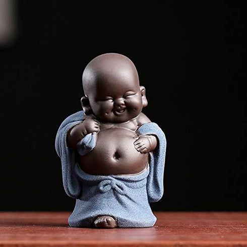 Kingzhuo Ceramic Tiny Cute Buddha Statue Monk Figurine Creative Baby Crafts Dolls Ornaments Gift Classic Delicate Ceramic Arts and Crafts Tea Acce...